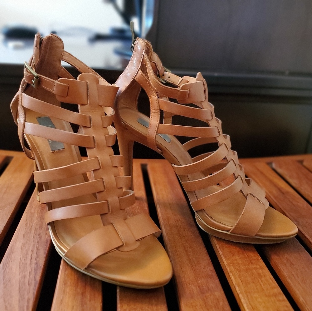 Saks Fifth Avenue Gray brand strappy heels